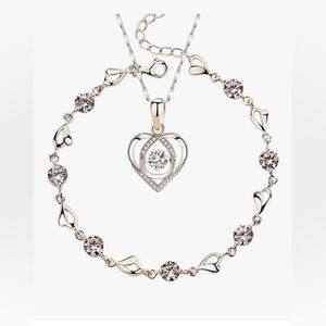 and: FIEMWRINSIENew 2026 Unisex 2Pcs/Set Ocean Heart Bracelet Necklace Jewelry